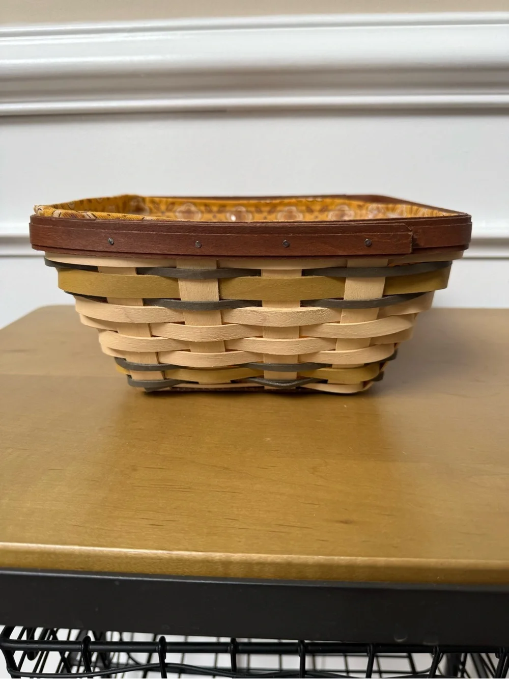 Longaberger Woven Basket in Brown, Tan and Yellow